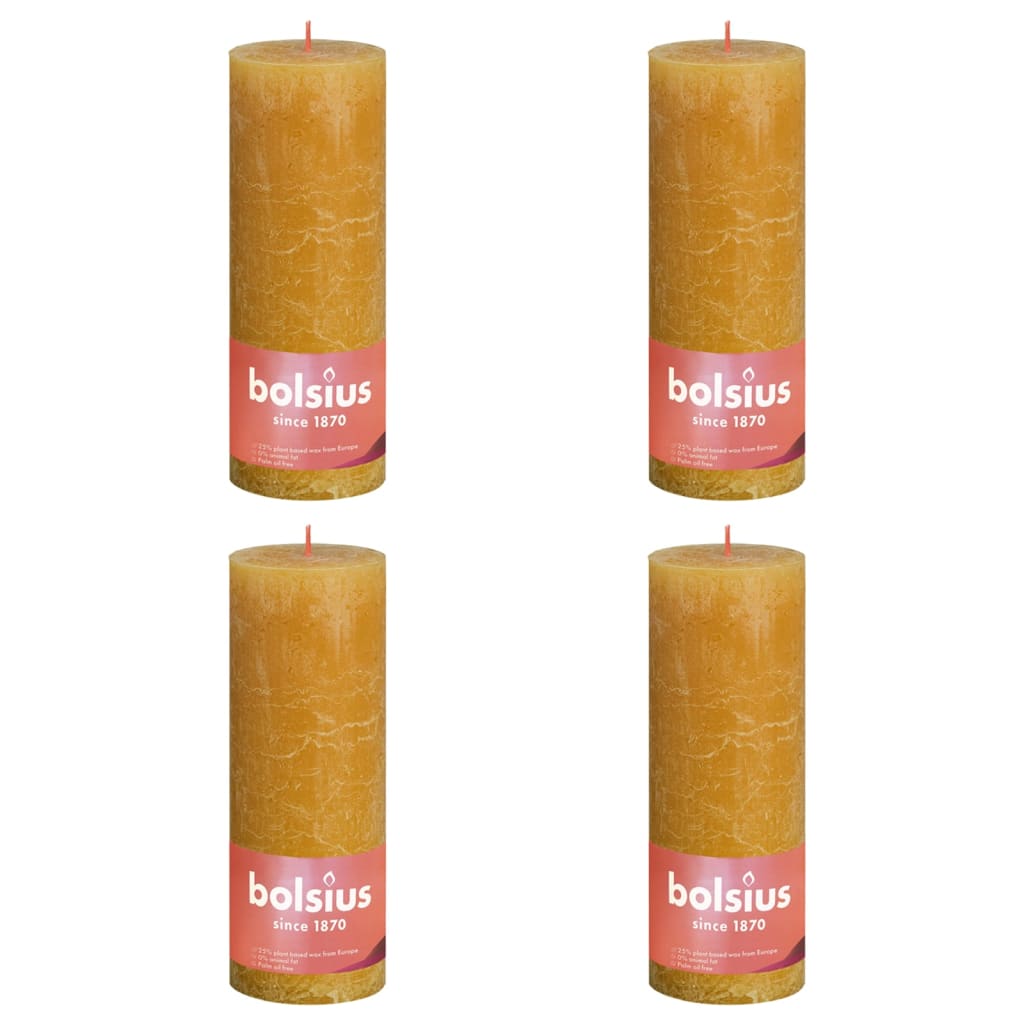 BOLSIUS - Candela a colonna rustica Shimmer - Champagne - 13cm - Confezione  da 4 - Non gocciolare - Candele non profumate - Bolsius - Idee regalo