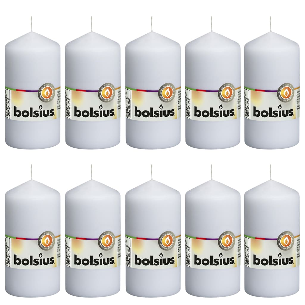 BOLSIUS 12 velas blancas de pilar – Juego de velas sin perfume de 2.7 x 5.1  pulgadas – 43 horas – Vela de cena sin goteo sin humo – Perfecto para
