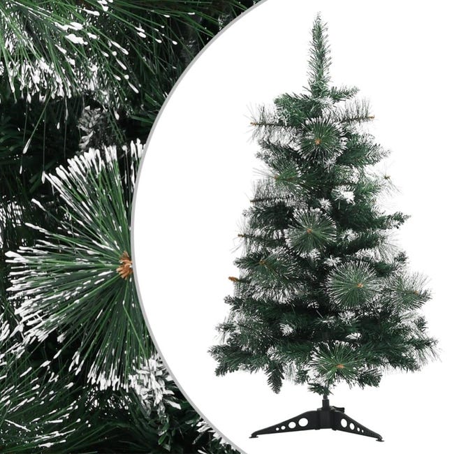 Árbol Navidad artificial con soporte PVC verde y blanco 60 cm | Leroy Merlin