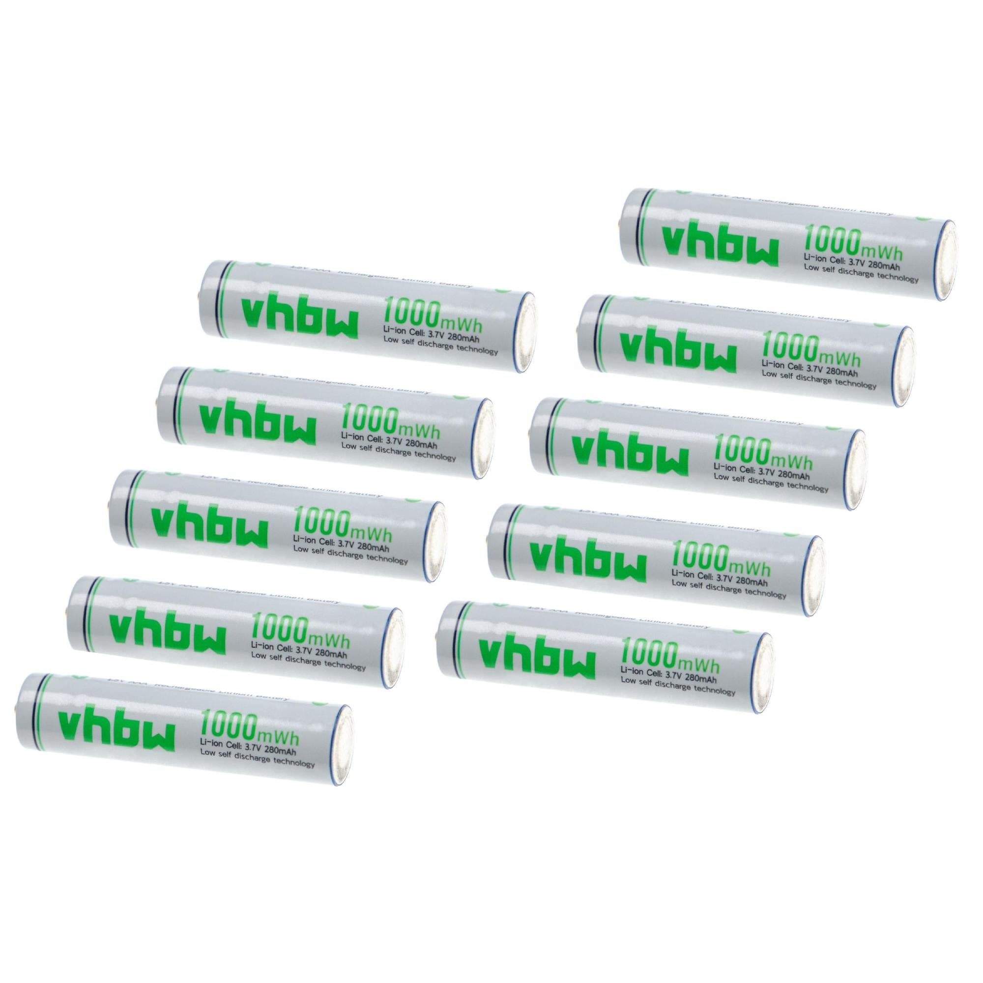 vhbw Piles rechargeables AAA micro, 10 pièces - Batteries rechargeables (280mAh, 1,5V, Li-ion) - 3