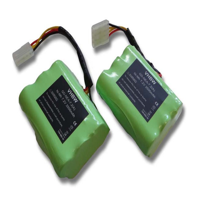 Lot de 2 batteries Ni-MH vhbw 3500mAh (7.2V) pour aspirateurs