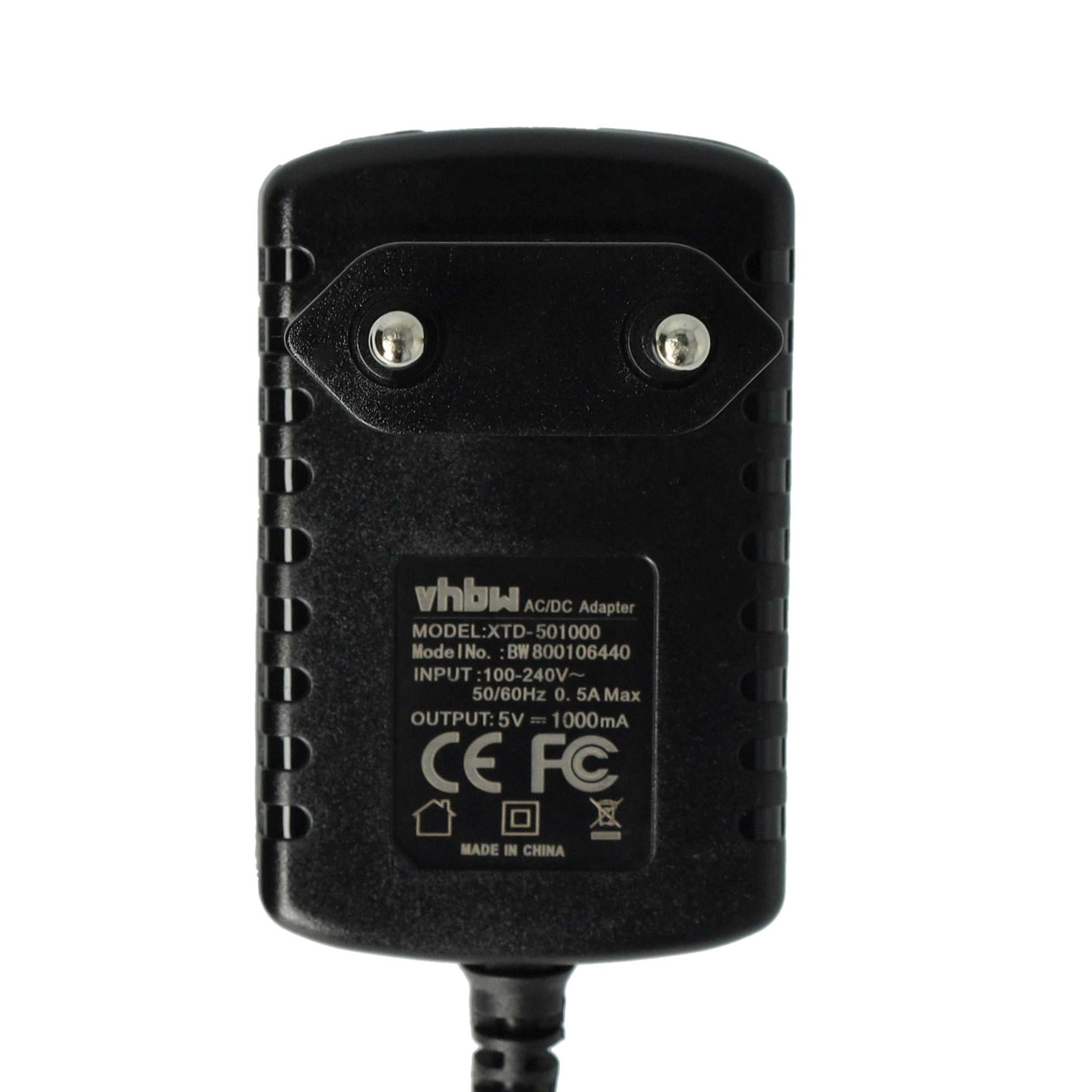 vhbw Adaptateur secteur compatible avec Daewoo DDM-52 lecteur CD - DC 5 V / 1 A - 4