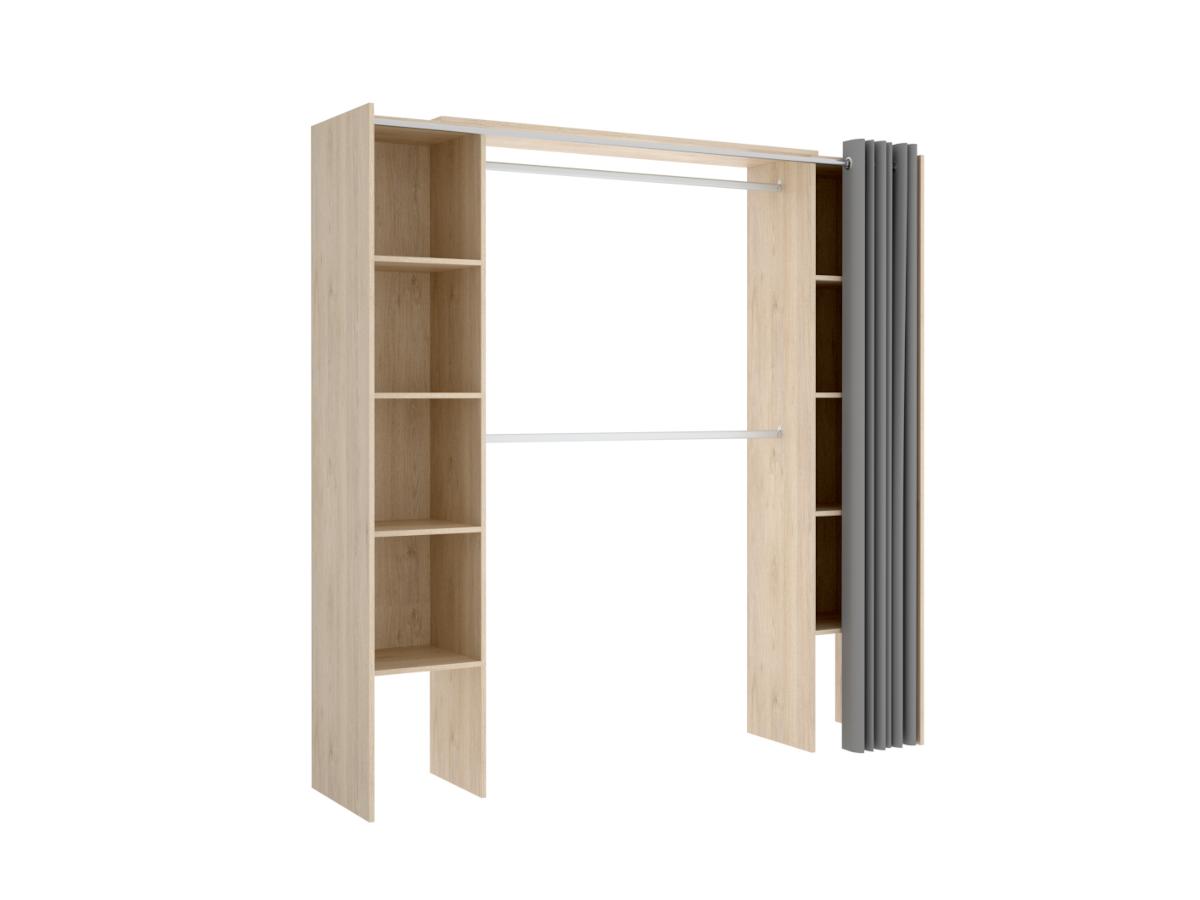 Dressing extensible DORIAN avec rideau L110/180 cm Coloris Chêne