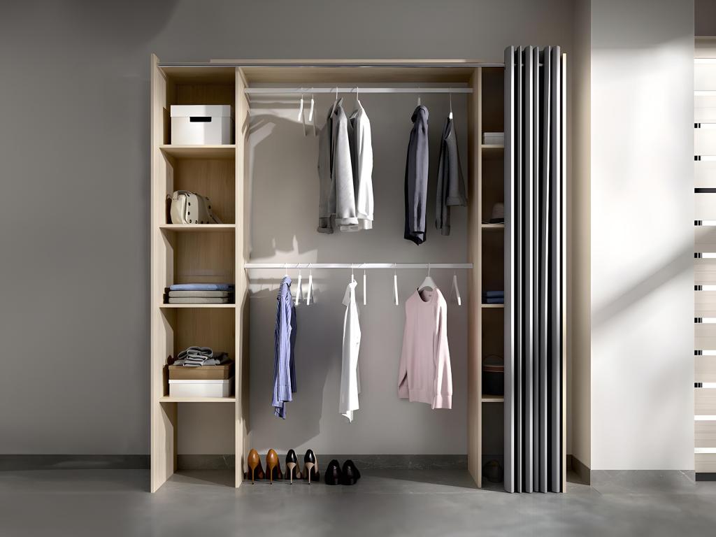 Dressing extensible DORIAN avec rideau L110/180 cm Coloris Chêne