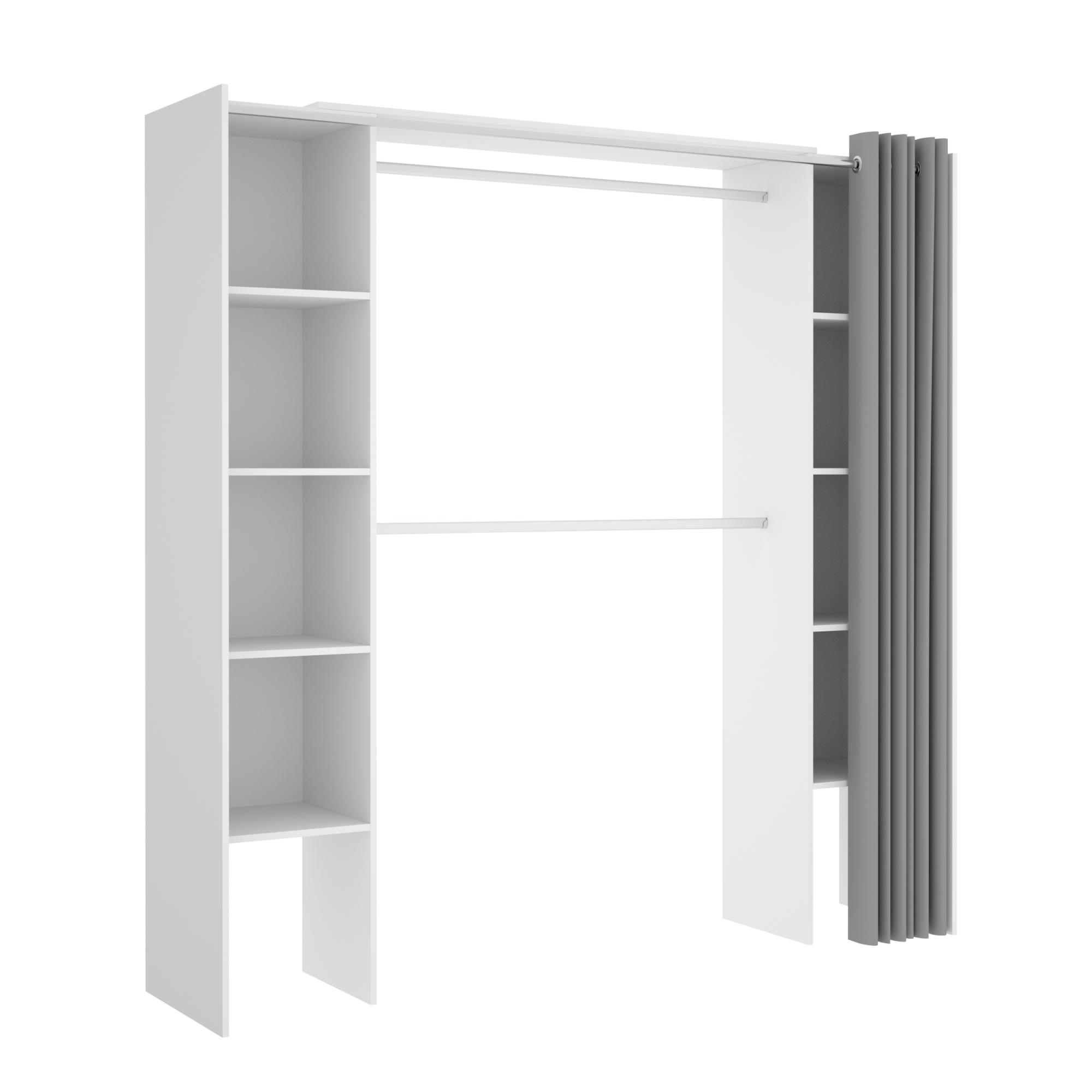 Dressing extensible DORIAN avec rideau L110/180 cm Coloris Blanc