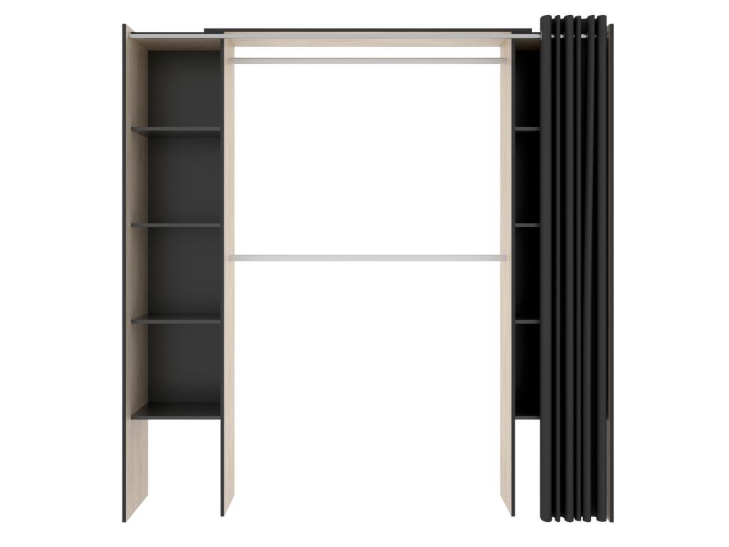 Dressing extensible DORIAN avec rideau L110/180 cm Coloris Chêne