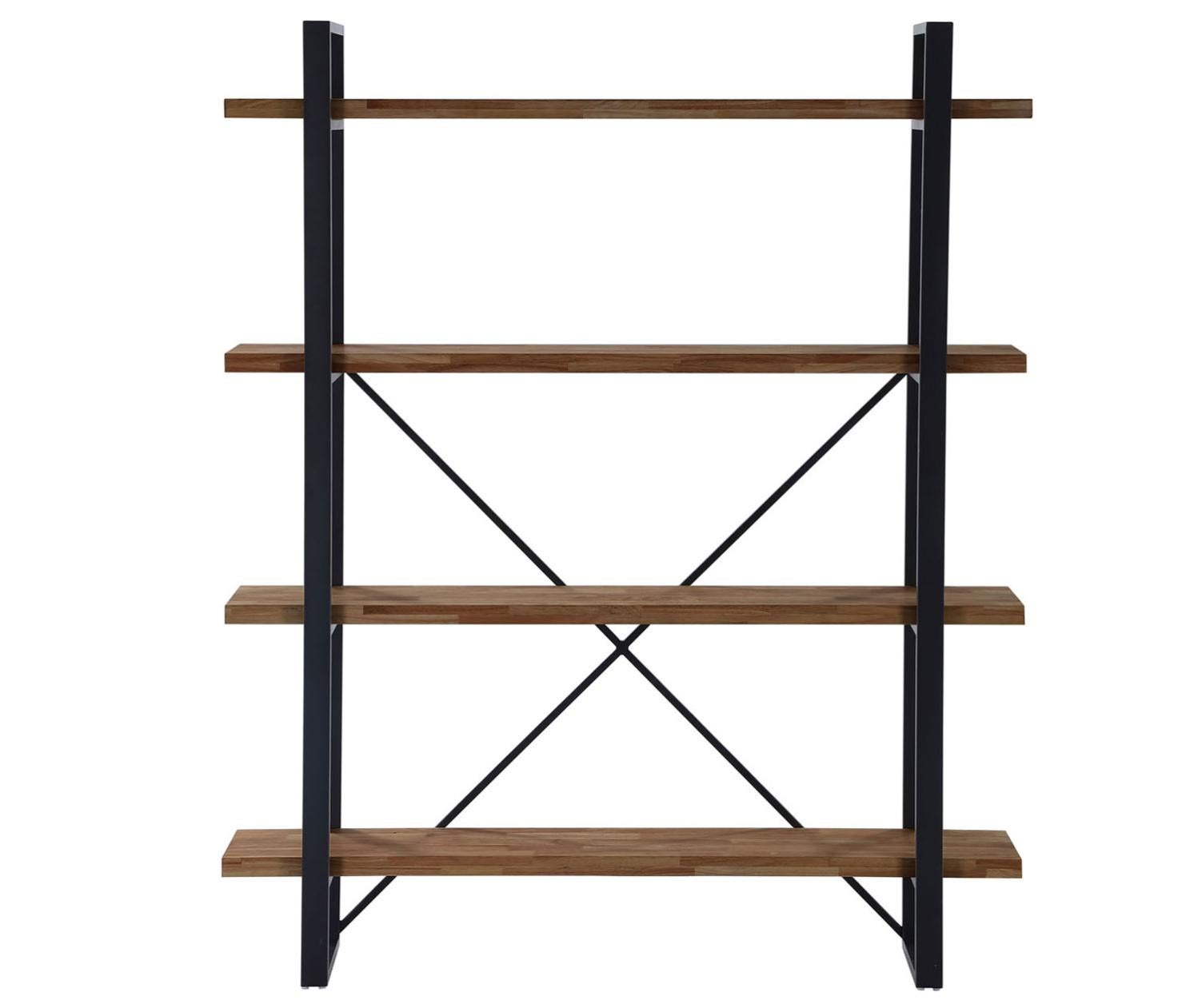 Bibliothèque Avec 5 Étagères Coloris Chêne Américain / Noir - Largeur 150 X Profondeur 35 X Hauteur 180 Cm - 2