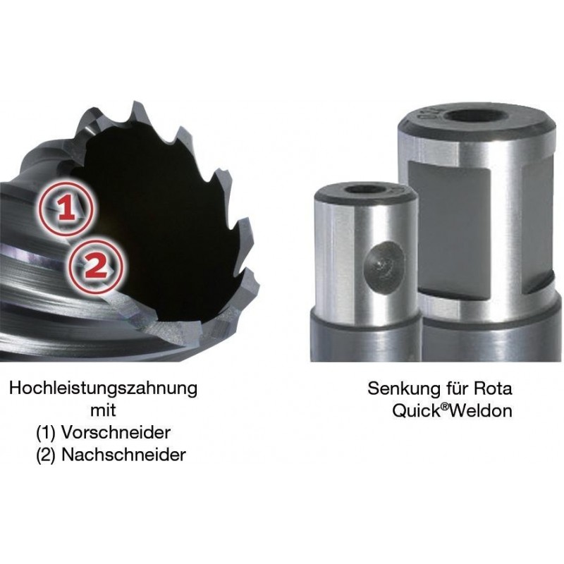 Fraise à carotter, acier à coupe rapide Co, à revêtement RQX, profondeur de coupe de 25 mm, Ø de foret : 16 mm - 5
