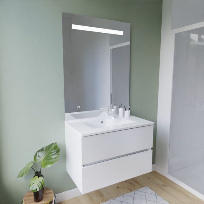 Miroir salle de bain LED 80 cm x 105 cm - interrupteur sensitif - ELEGANCE