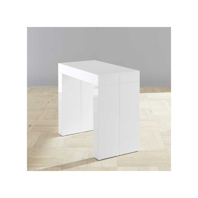Bureau / console extensible : bois blanc laqué | Hellin