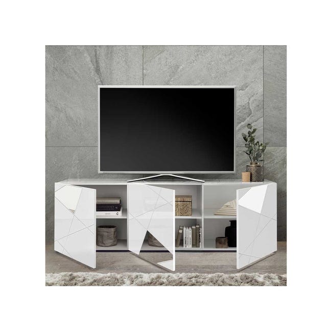 Meuble télé blanc laqué design 1 mètre - Paris