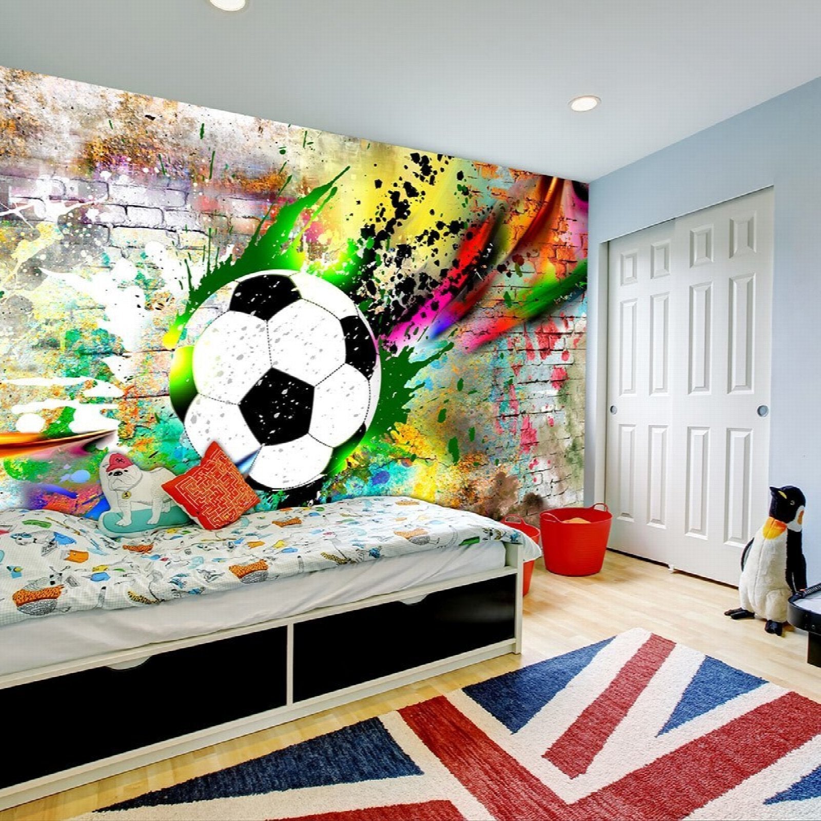 Papier Peint Enfant Football Intissé Panoramique 416x254 cm