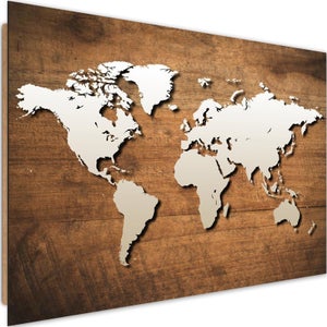Affiche carte du monde ton orangé - 60x40cm - made in France