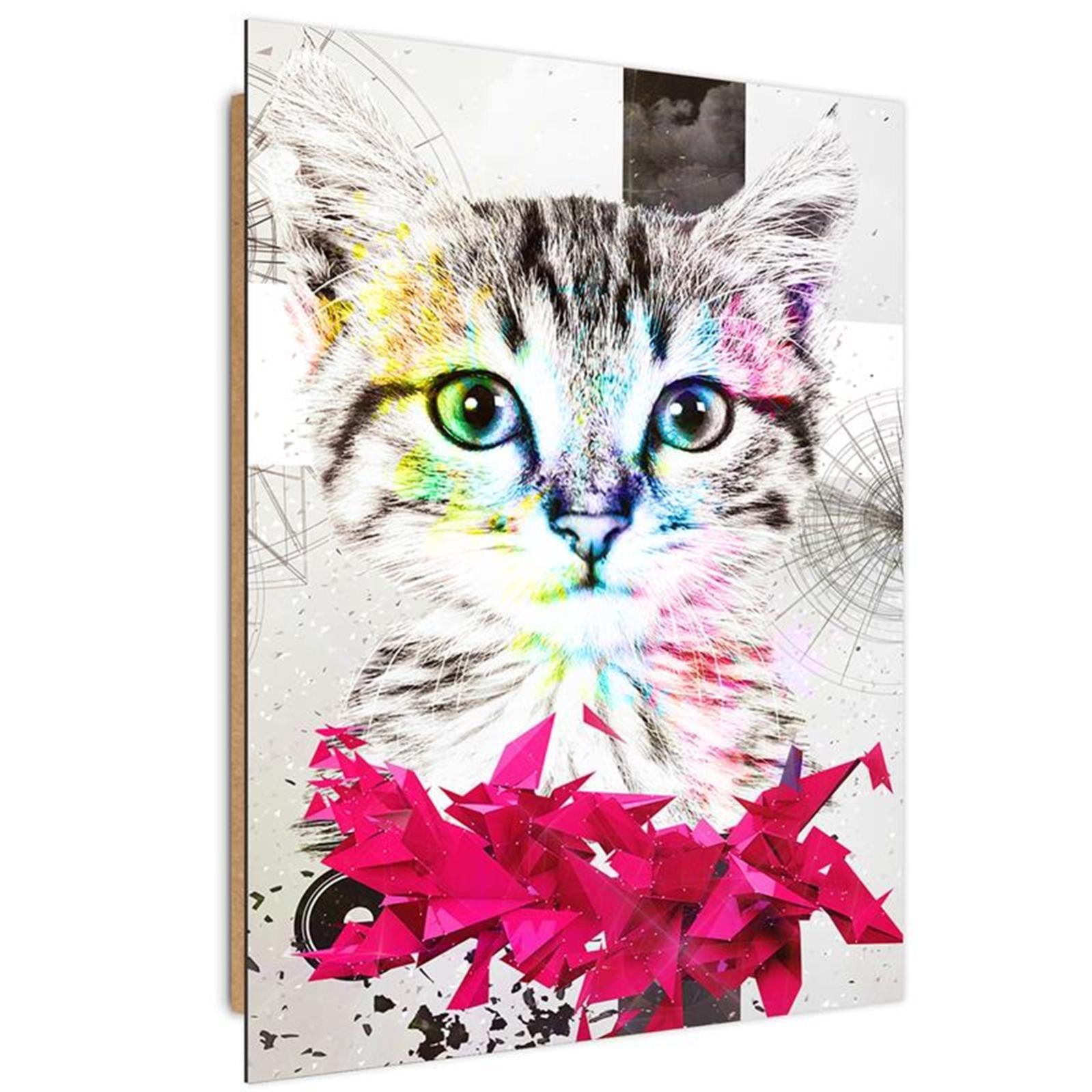 Tableau Portrait Abstrait De Chat De Bois 50 X 70 Cm Leroy Merlin