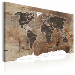 ▷ Tableau Carte du Monde effet bois