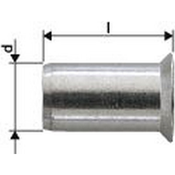 Ecrou aveugle M6 aluminium épaisseur à sertir 1.5 - 4.5 mm