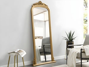 Miroir Mural 74x43cm Décor Bois Miroir Avec Cadre en Bois avec Crochet pour  Salon, Chambre ou Dressing