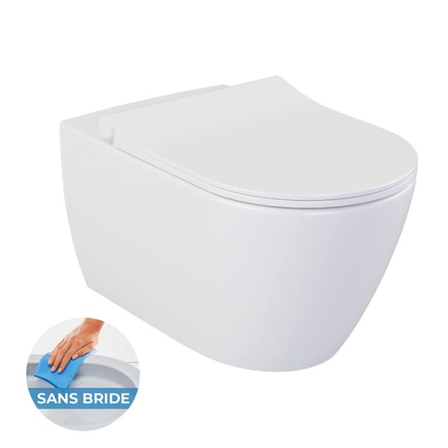 Linie Vido WC suspendu blanc brillant avec Linie Ilana bâti