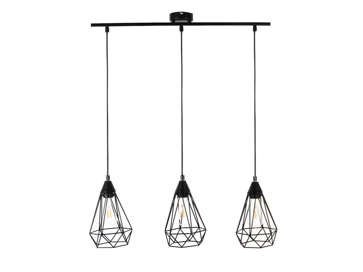 Suspension filaire 3 lampes style scandinave EURIPIDE - Métal - H. 132 ...