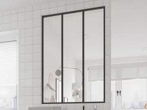 Vente-unique - Verrière Atelier Design en Aluminium thermolaqué 150x130 cm  - Noir - ARTENA : : Cuisine et Maison