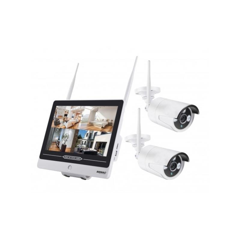 SEMAC Kit 2x Cameras PRO Vidéo Surveillance Full HD 1080p avec Ecran 12  30cm Sans Fil
