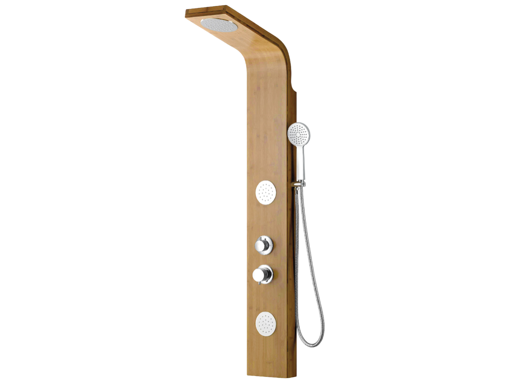 Colonne de douche hydromassante TISSIA, pluie tropicale et panneau en