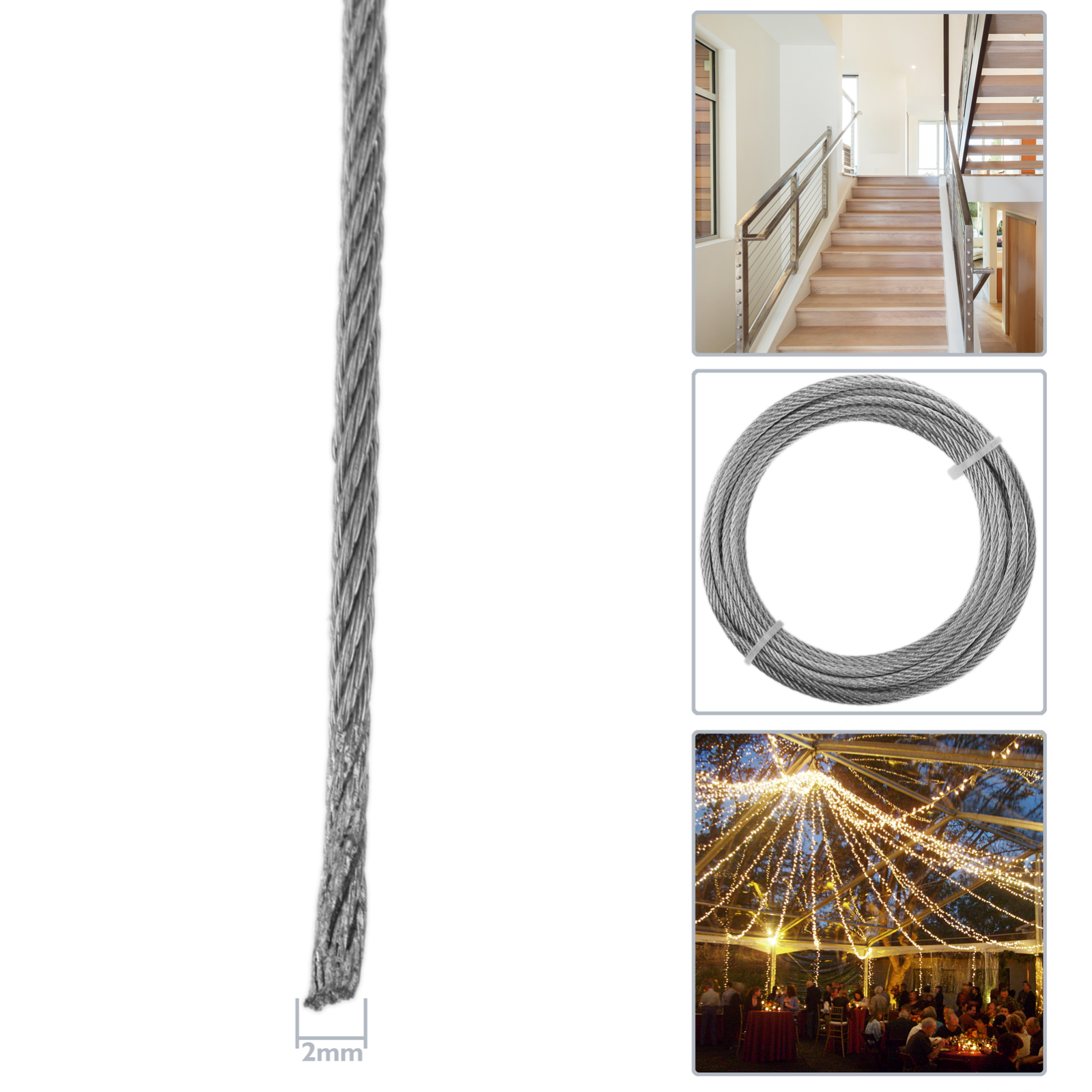 Câble Sécurité Sterling 122C - Acier Tressé Vinylé - Double Boucle - 12mm X 2.1m