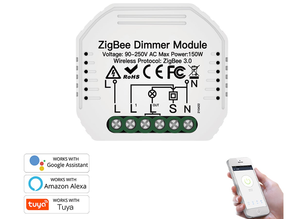 ZigBee Led Triac Dimmer Taglio Di Fase Con Pulsante Memoria 220V 1A Smart  Modulo Compatibile Con Alexa Google Home