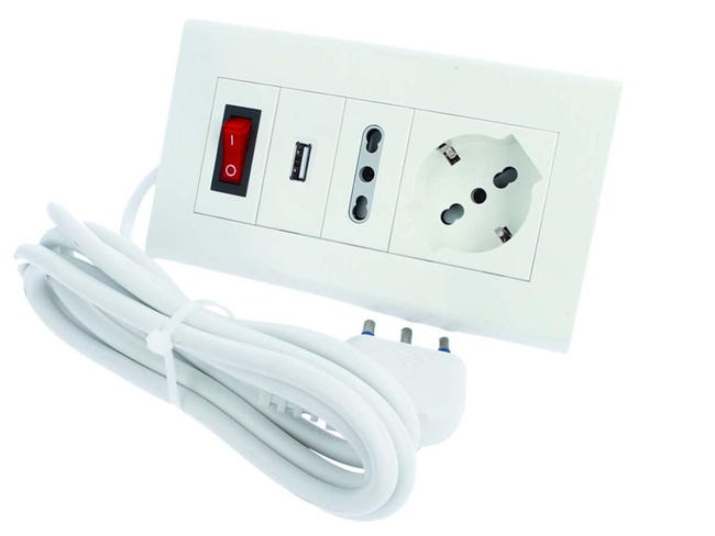 Presa a 3 fori con interruttore On Off Standard eu... - Grandado Presa a 3 fori con interruttore On Off Standard eu... - Grandado