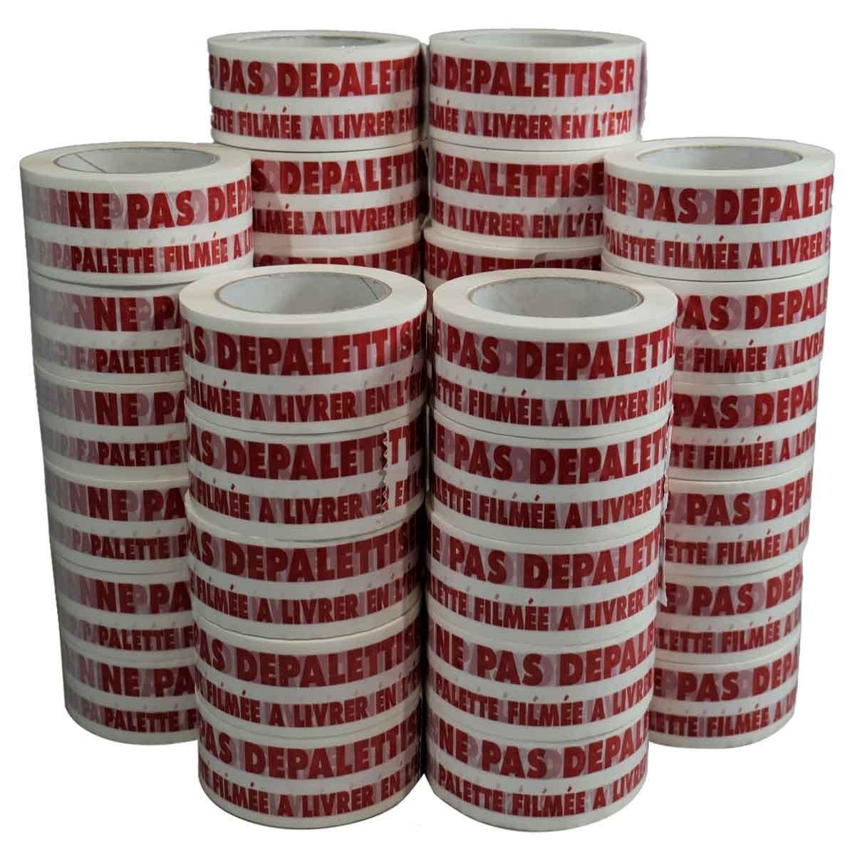 Nastro da Imballaggio Bianco da 28 µ con stampa NE PAS DEPALETTISER in  rosso - Nastro adesivo per spedizione 50 mm x 100 m - Set da 36
