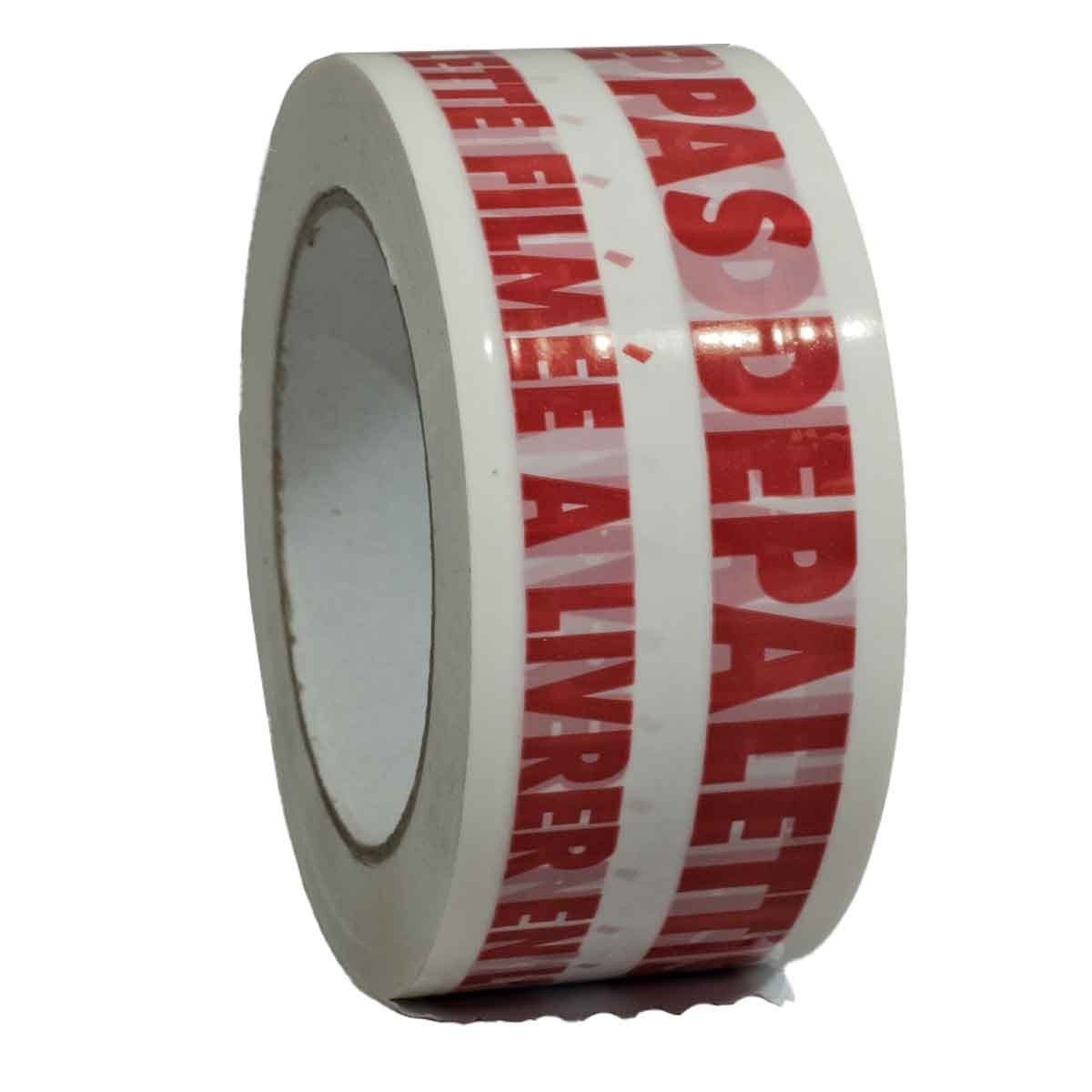 Nastro da Imballaggio Bianco 28µ con stampa NE PAS DEPALETTISER in rosso  - Nastro adesivo per spedizione 50 mm x 100 m