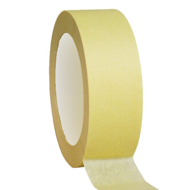Ruban adhésif de masquage jaune jusqu'à 80° - rouleau adhésif 38 mm x 50 m  pour la peinture - Carton de 24 rouleaux