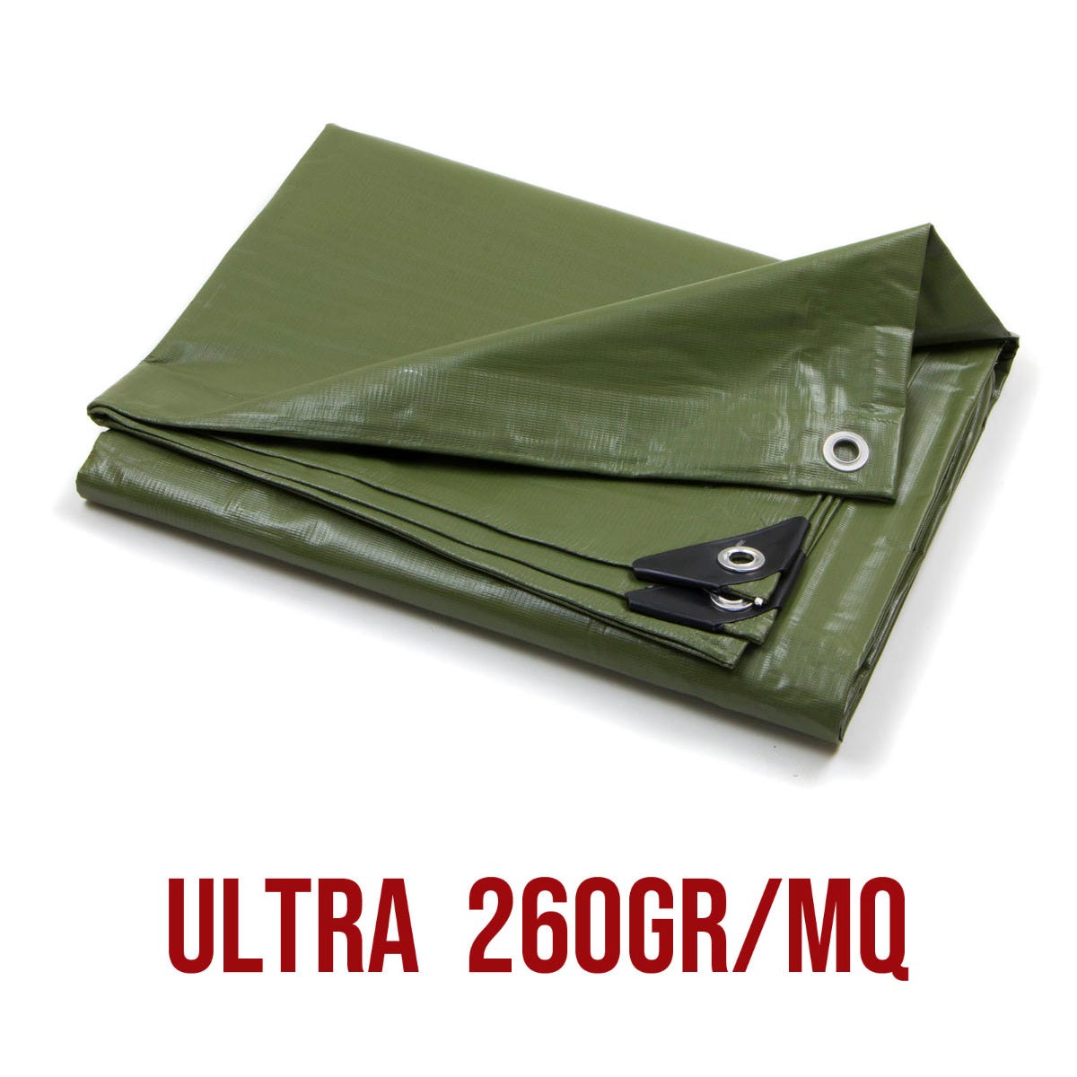 Telo PVC ULTRA 260gr occhiellato copertura impermeabile esterni Verde 8X10m