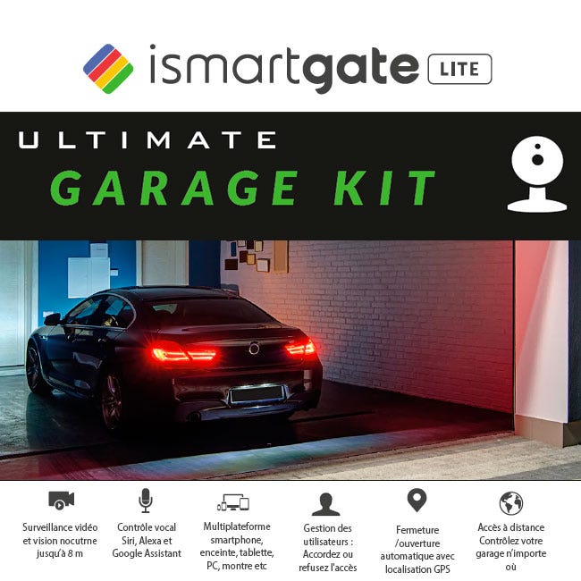 Ouvre-porte de garage connecté Ultimate Lite :permet de contrôler et  surveiller votre garage à distance.Compatible avec Apple, Google,  et  iFTTT