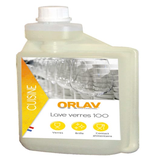 Liquide lave-verres chloré toutes eaux - Bidon doseur 1l - ORLAV
