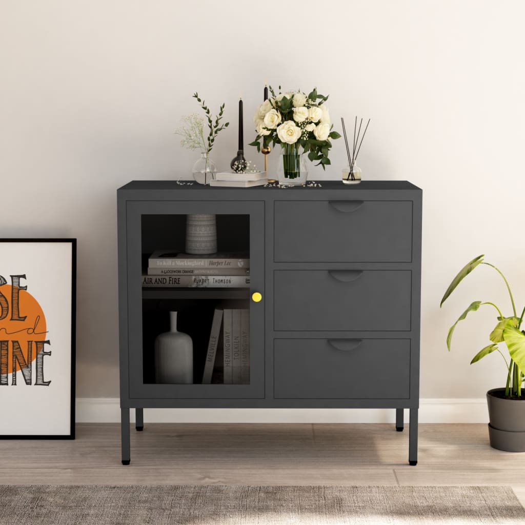 Credenza da Cucina 68x39,5x170 cm Stile Classico in Legno Grigio