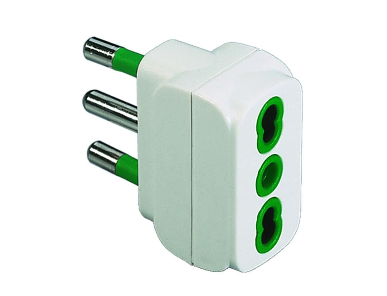 Adattatore multiplo LEXMAN, 3 prese:3 10/16 A 3 16 A (2 poli + terra), con spina 16 A, bianco