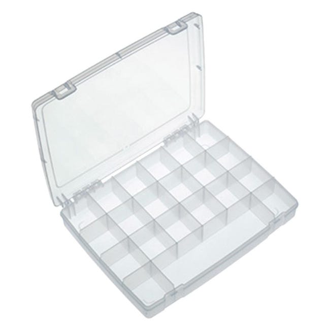 2 Scatole Portaoggetti In Plastica Trasparente Con 24 Scomparti Regolabili - Organizer Per Viti, Perline, Gioielli, Minuterie - Coperchio A Scatto