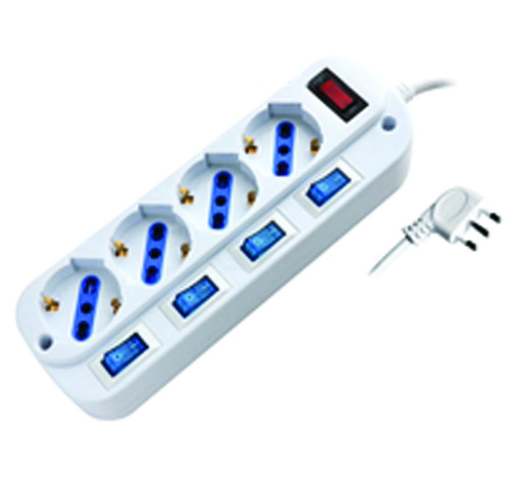 Nova Line CE74/4 Multipresa Con Interruttore – 4 Prese Schuko E 8 Bivalenti, Luci On/Off, Certificato CE