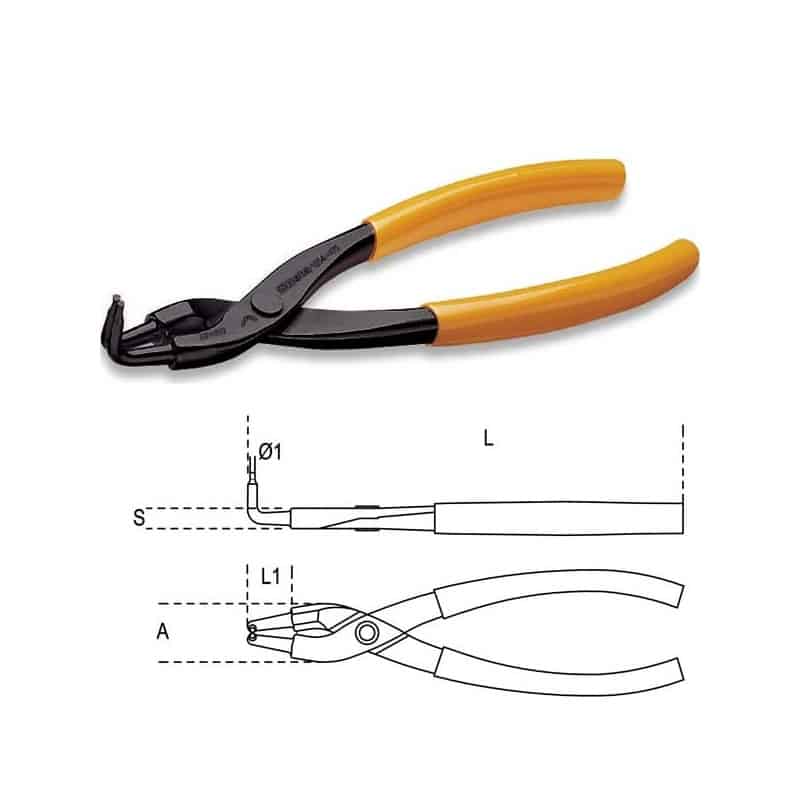 BETA Pince circlips intérieur bec coudé 90° - 1034 - 8 à 12 mm - 130 mm