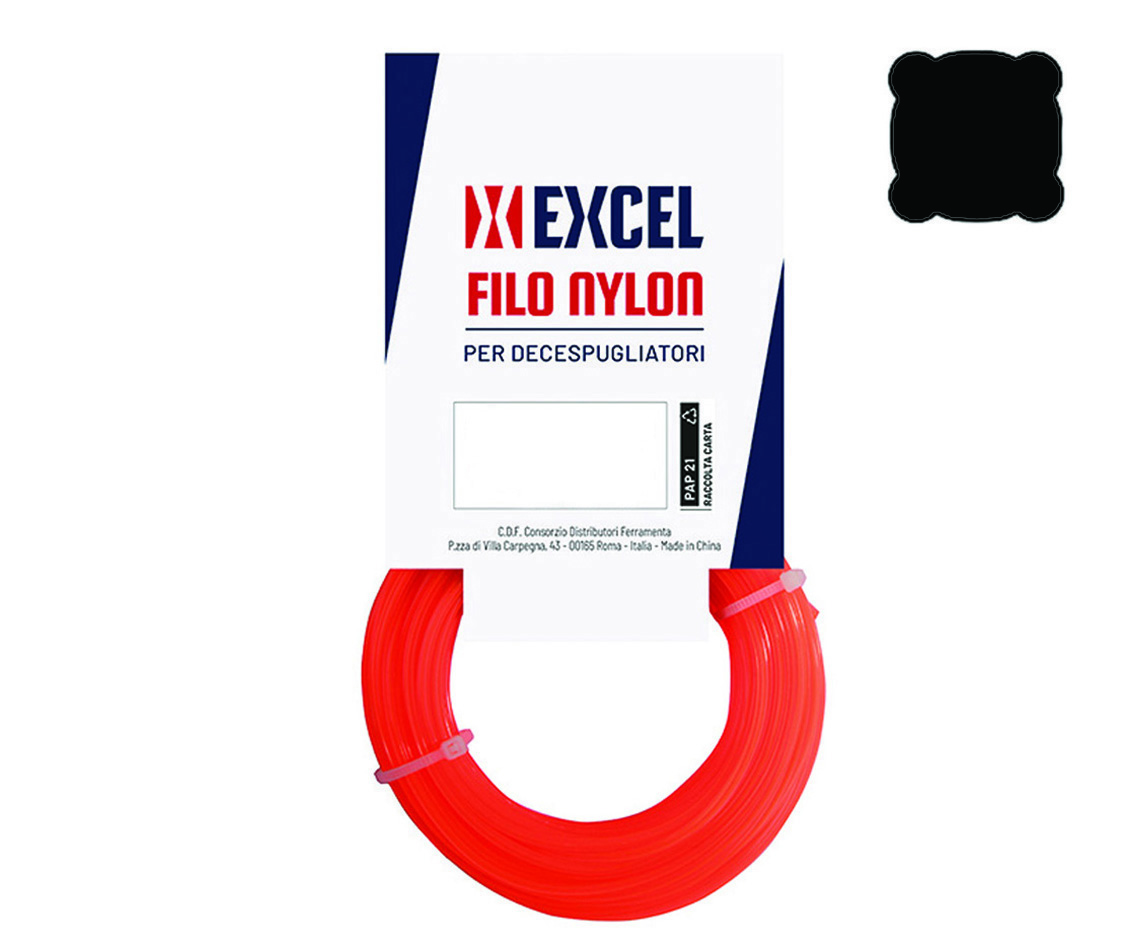 Filo Nylon Per Decespugliatore Kw100 - 4mm 21mt Intrecciato
