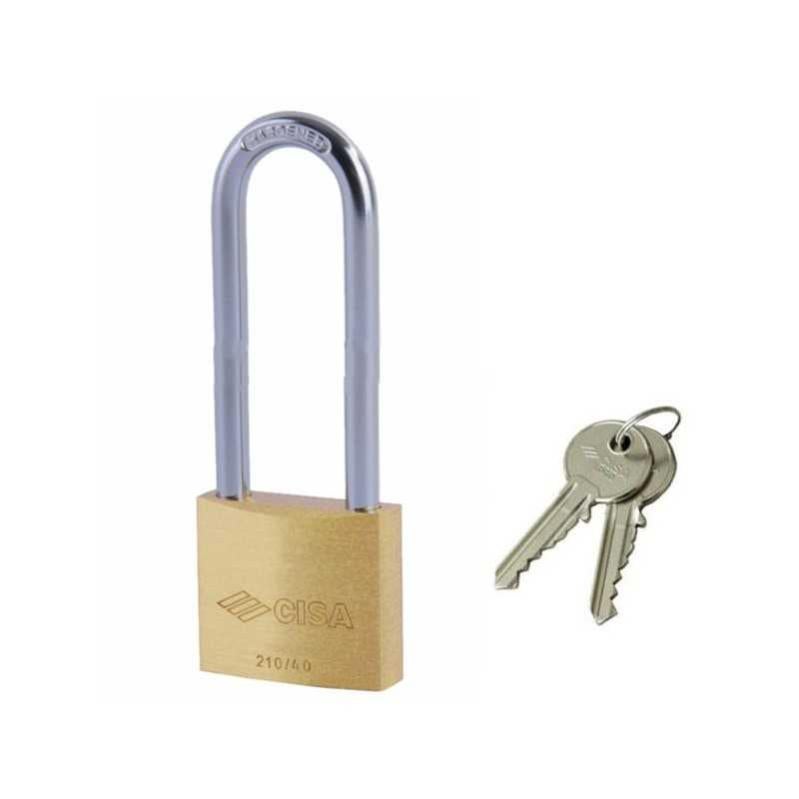 Lucchetto Sicurezza Ad Arco Lungo 25mm - Ottone E Acciaio Con 2 Chiavi Per Armadietti E Bagagli - Foto 8