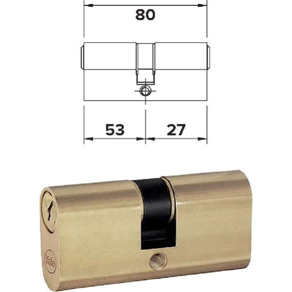 Yale N0901009000 Cilindro Ovale Da Infilare mm 48+10+22 = 80 (53+27 ...