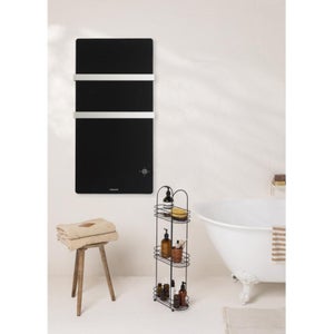 Sèche-serviettes électrique plat – Noir – 97,5 cm x 45 cm – Lustro