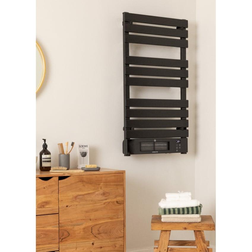 Scaldasalviette Elettrico Con Ripiano - 80W, Timer 1-24h, Temperatura Regolabile 30-70°C, 55x40cm, Nero