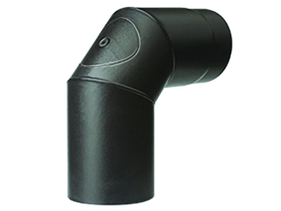 Gomito 90° Porc. C/ispezione Stufe A Legna Nero Opaco Ala Smalto Top - Foto 3