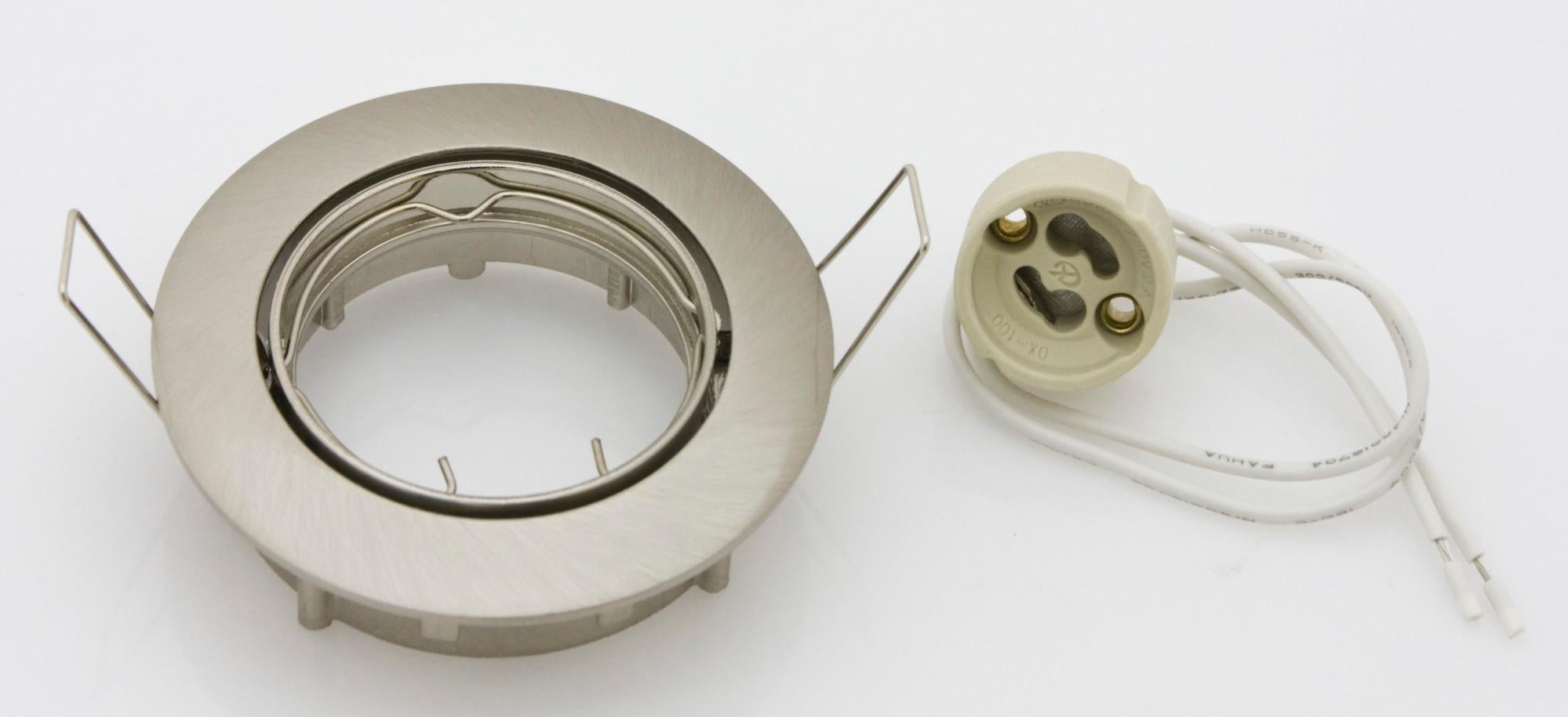 Set 30 Faretti Da Incasso GU10 Con Cornice In Acciaio Inox - Orientabili 30°, Per Soffitto, Diametro Foro 68-75 Mm
