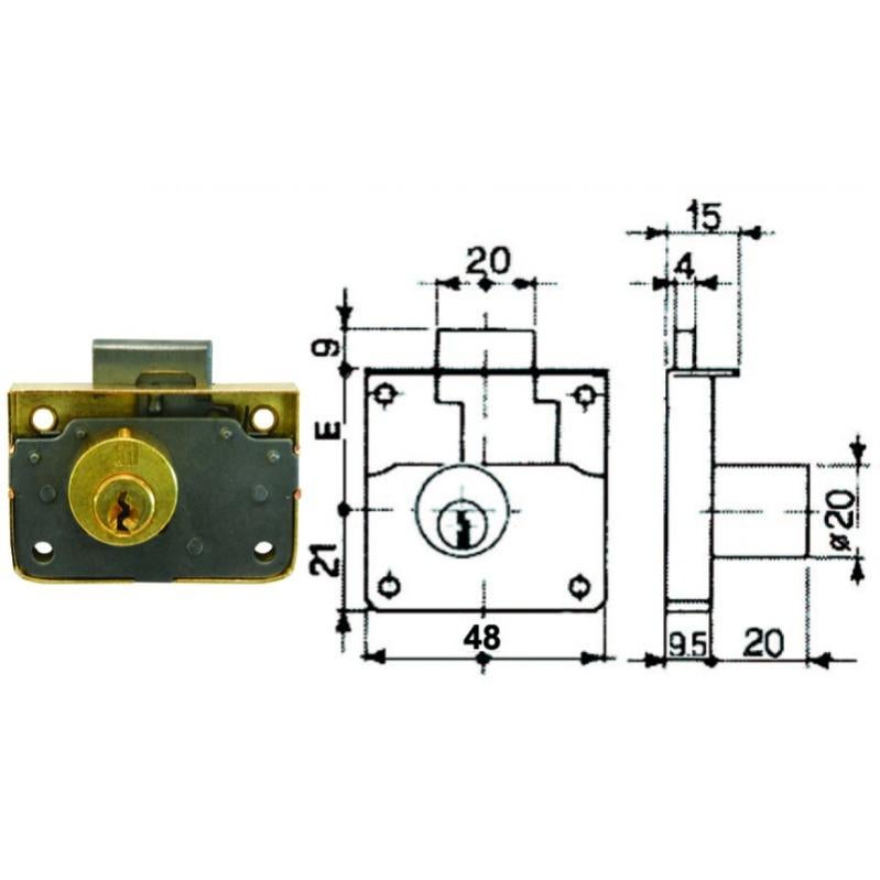 Serratura Cilindro A Levetta 16mm - Variante: 25 Mm
