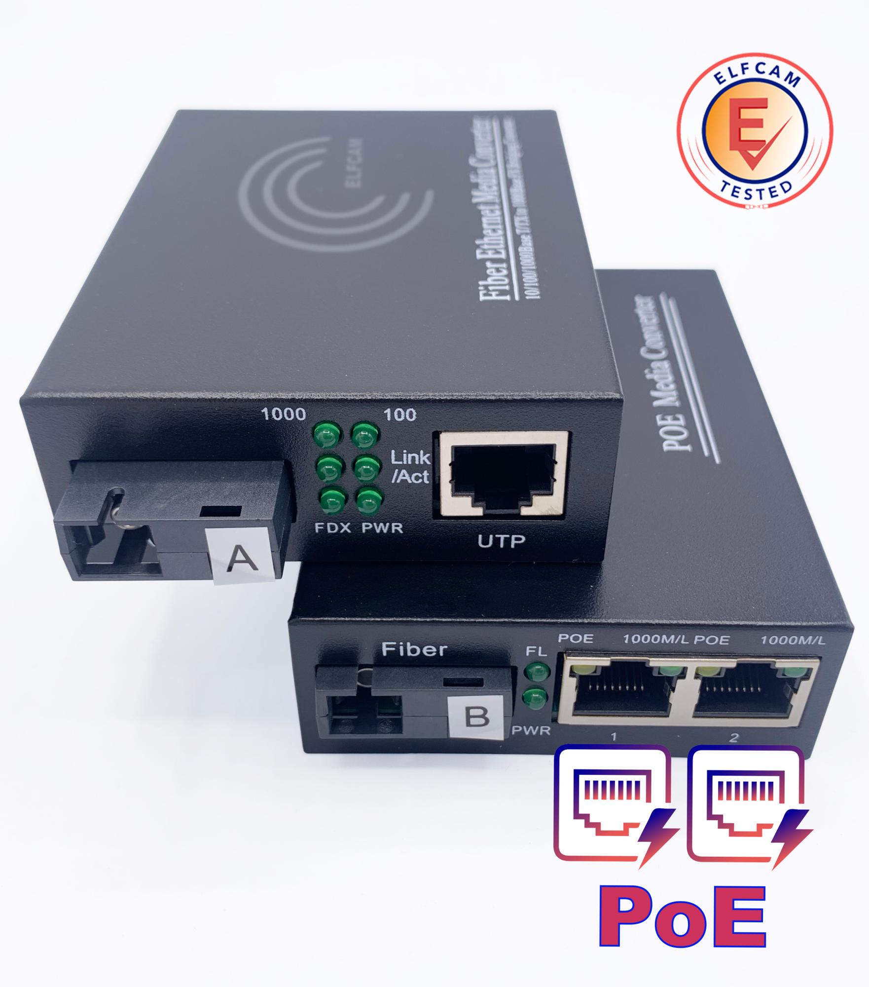 Convertisseur Fibre Ethernet Elfcam® - Lot De 2 - Jusqu'à 20km Sur Fibre SC Monomode - SFP Inclus