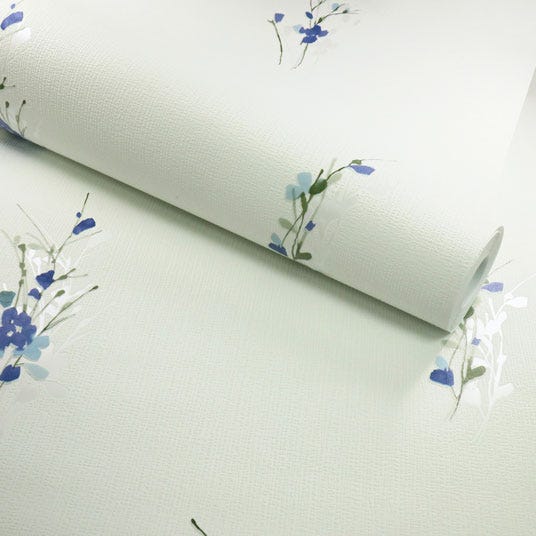 Papier peint vinyle expansé sur intissé - Aquarelle - Fleurs bleues -  Rouleau(x) | Leroy Merlin